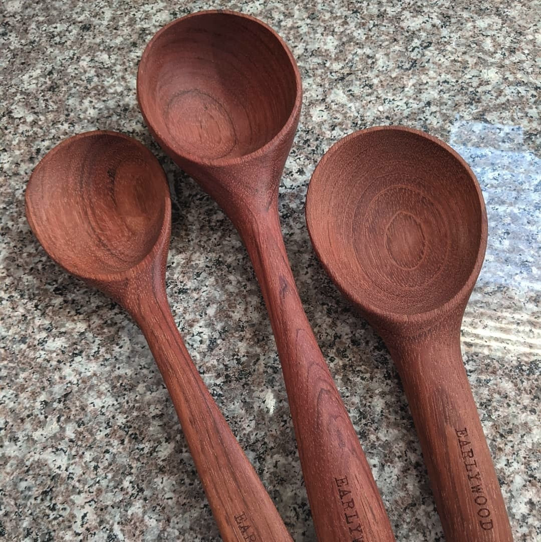 American-made wooden utensils serving spoon set