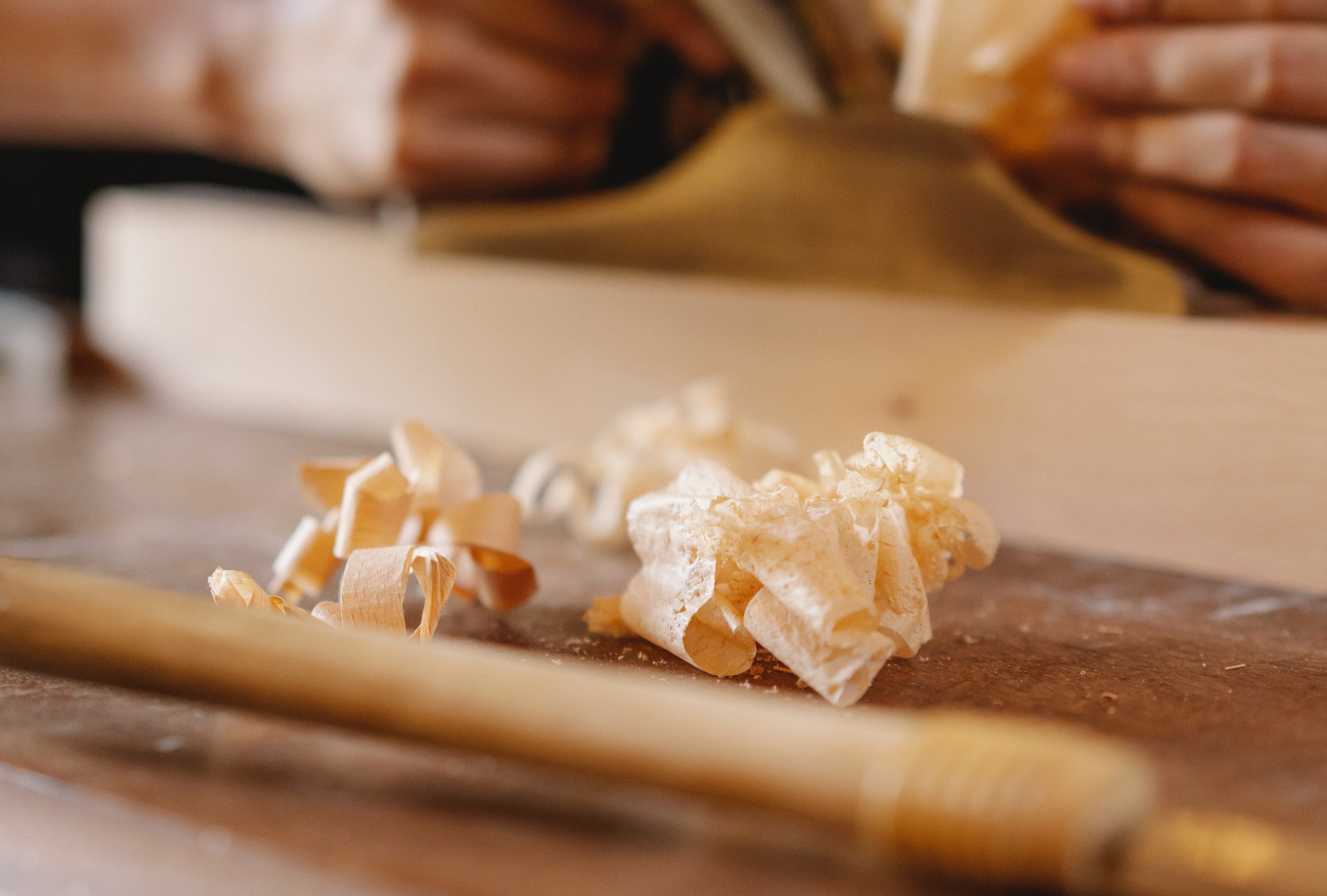 Wood shavings from crafting kitchenware