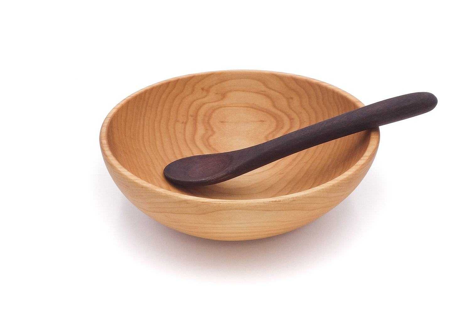 6 inch wooden bowl with toddler spoon - Earlywood product image