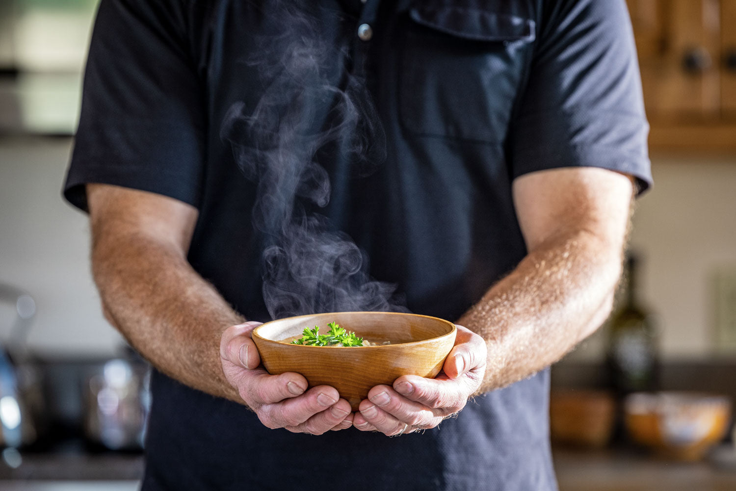 steaming soup bowl