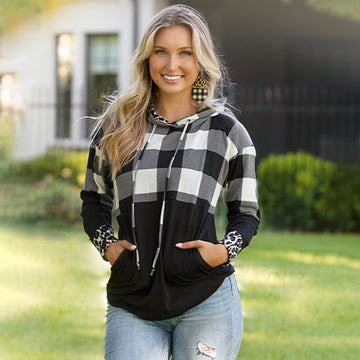 Black & White Buffalo Plaid Pullover