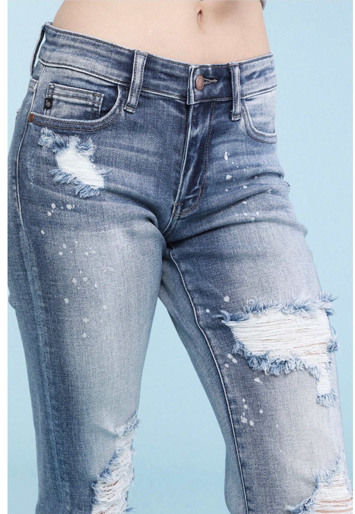 Judy Blue Destroyed Bleach Splatter Boyfriend Jeans – a boutique by ...
