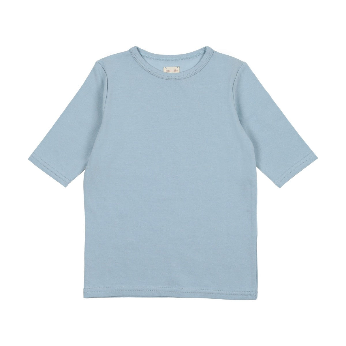 Analogie Light Blue Cotton Tee Three Quarter Sleeve