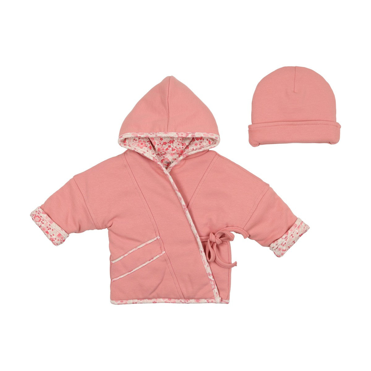 Bee & Dee Ditsy Pink Kimono Hooded Jacket and Hat