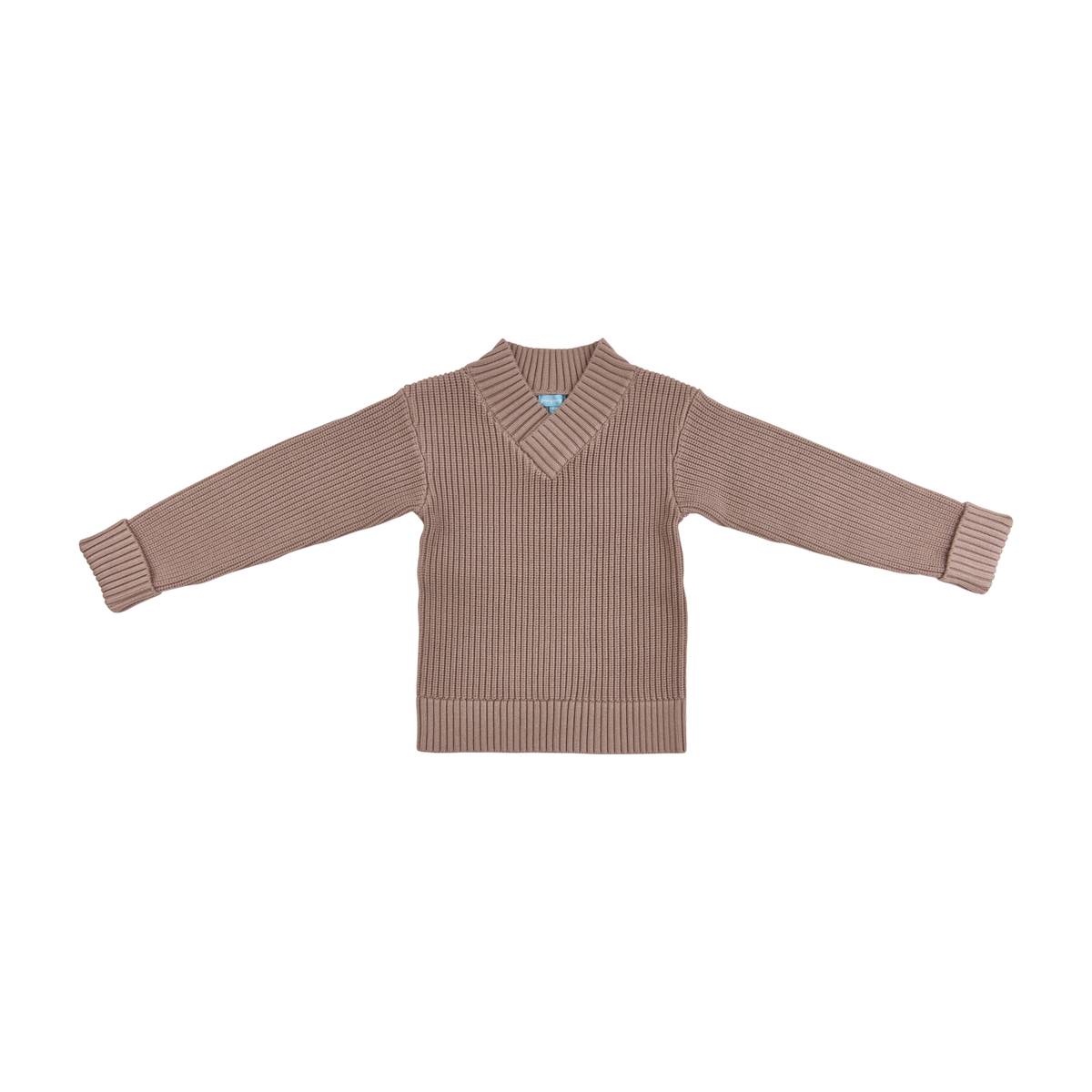 Pompomme Dark Taupe Crossover Knit Sweater