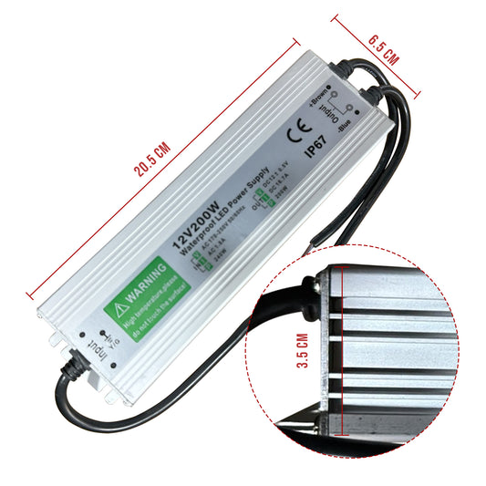 Transformateur d'alimentation de pilote de LED étanche DC12V IP67 200W ~ 3345