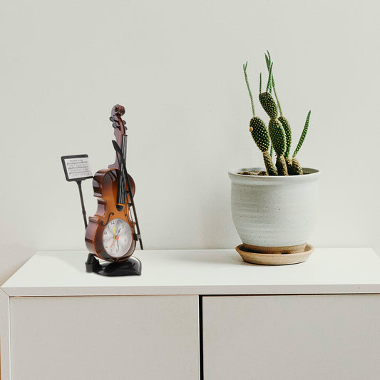 Violin Alarm Clock Desk Decorative Table Clocks