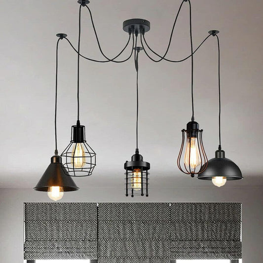 2m Pendant Light Cage Retro Industrial Ceiling Light Spider Lamp - Application Image