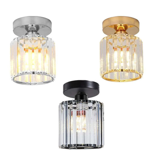 Crystal Semi Flush E27 Ceiling Light Fixture Round Fitting Chandelier Lamp