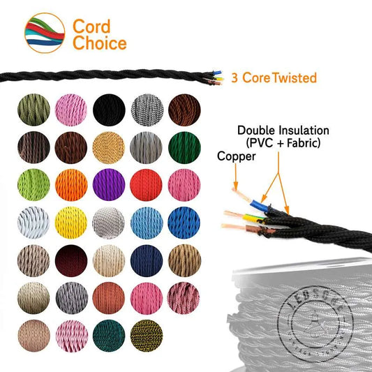 Le câble électrique tordu par 3 noyaux a couvert le tissu vert clair 0.75mm~3067 de couleur