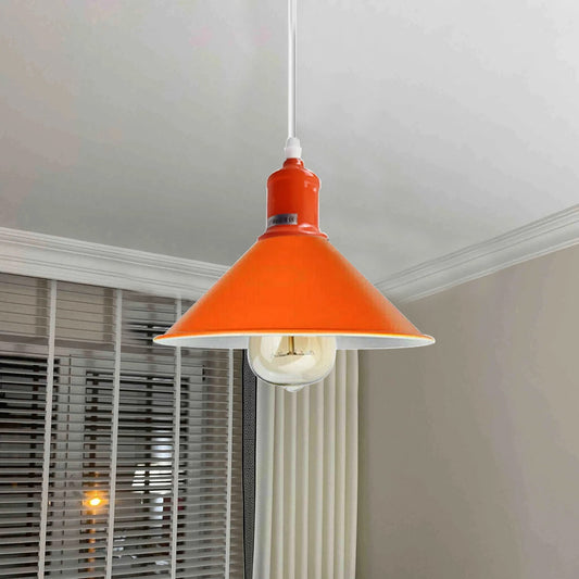 Orange Painted Metal Shade Lighting Vintage Pendant Light~1507