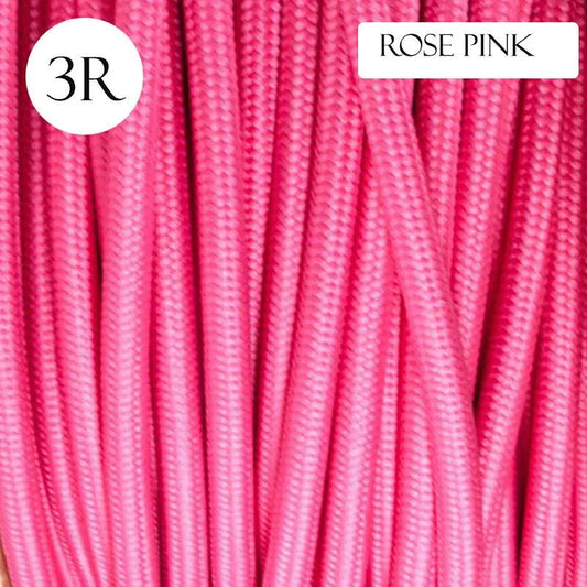 Câble flexible rond en tissu Vintage, 5m, 3 conducteurs, tressé italien, Rose, 0.75mm ~ 4544