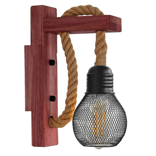 Industrial Rope Wall Lights and Sconces Wood Hemp Cord Accents