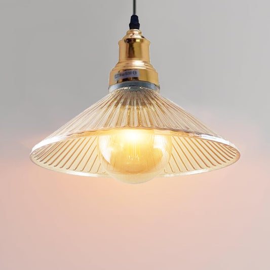 Lampe suspendue de plafond en verre ambré Vintage, abat-jour Style rétro ~ 2180