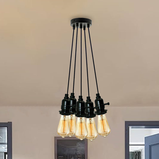 Plafonnier moderne noir à plusieurs voies, raccord d'ampoules LED, abat-jour UK ~ 2257