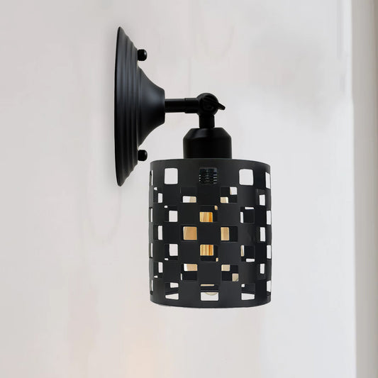 Modern Vintage Industrial Retro Wall Mounted Light Black Sconce with Barrel Cage Lamp Fixture Light UK~1237