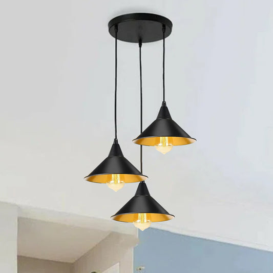 3 Head Industrial Metal Ceiling Colorful Pendant Shade Modern Hanging Retro Light Lamp ~ 3429