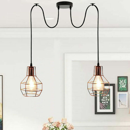 2 Way Black Hanging Chandelier Unique Industrial Spider Light