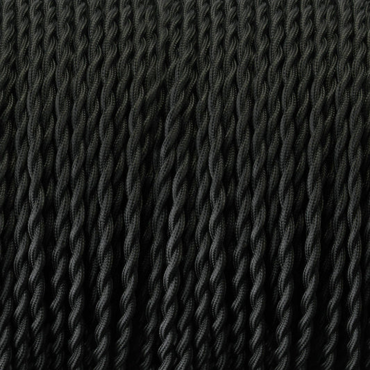 5m Black 3 Core Twisted Electric Cable covered fabric 0.75mm~1152