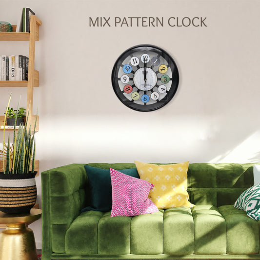 Black Glass Wall Clock - Colourful Numbers