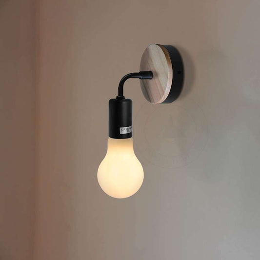 Wood Metal Wall Lamp Industrial Socket Indoor Lighting Bedside Lamps-Application 2