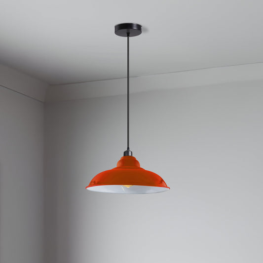 LEDSone industrial Vintage  32cm  Orange Pendant Retro Metal Lamp Shade E27 Uk Holder~3685