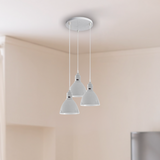 Industrial Modern Retro 3-way cluster White Ceiling Pendant Light with E27 Base~3902