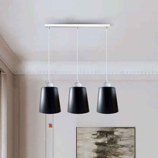 Industrial Modern Retro 3 Way Rectangle Bell shape Matt Black Pendant Light E27 UK holder~3967