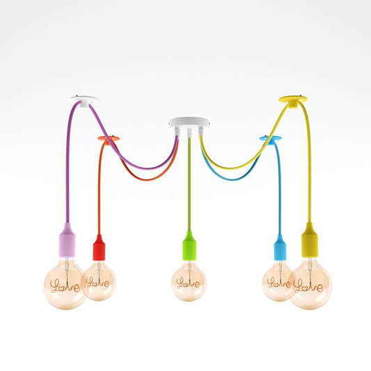 5 Head Spider shape Multiple Colour pendant Light Flex Swag Hook