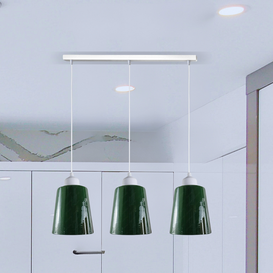 Industrial Modern Retro 3 Way Rectangle Bell shape Green Pendant Light E27 UK holder~3959