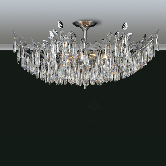 Crystal Tree Branch Leaves Chandelier Silver Semi Flush Mount Ceiling Light~5008