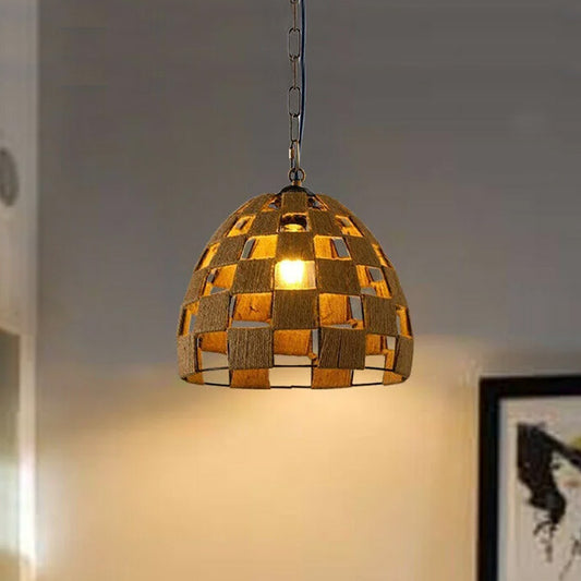 Dome Shape Ceiling Pendant Light Hemp Rope Hanging Light E27 Lamp Shade~1535