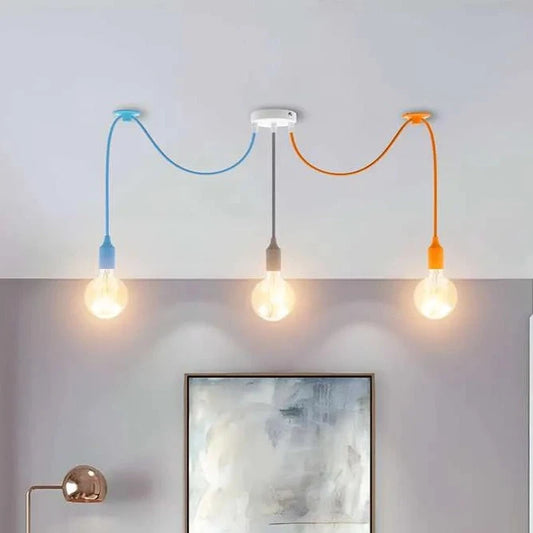 3 light gray blue orage swag hook pendant lights