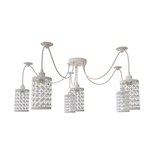 Lampe suspendue araignée à 6 voies E27, câble réglable avec crochet Swag ~ 5084