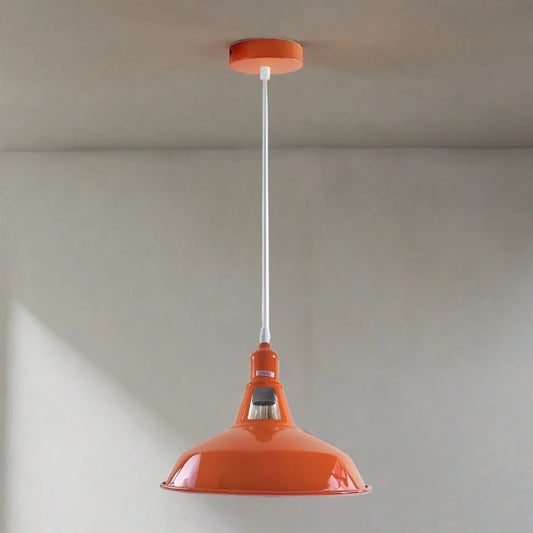 Industrial Vintage Modern Metal Retro  E27 Ceiling Orange Barn Slotted Pendant Shade~3741