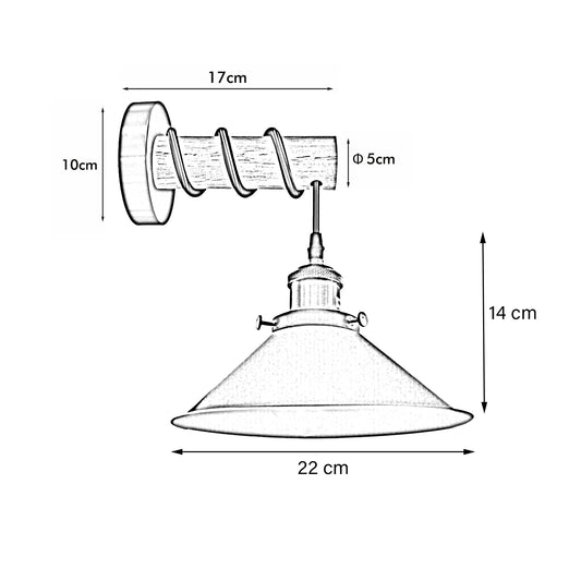 Modern Combined Solid Wooden Arm Chandelier Lighting With Black Cone Shaped Metal Shade wall sconce~3471 - LEDSone UK Ltd