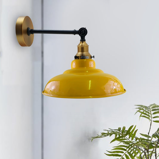 Yellow Shade With Adjustable Curvy Swing Arm Wall Light Fixture Loft Style Industrial Wall Sconce~3467 - LEDSone UK Ltd