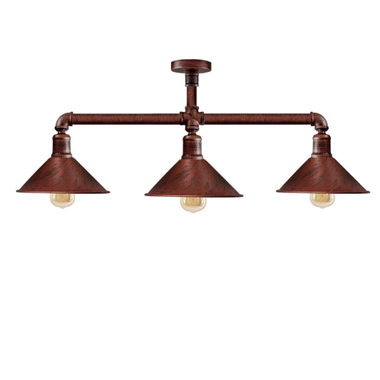 Ceiling Light Retro Vintage Industrial Flush Mount Rustic Red Pipe Light Ceiling Light E27~3591 - LEDSone UK Ltd