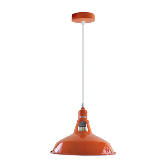 Industrial Vintage Modern Metal Retro  E27 Ceiling Orange Barn Slotted Pendant Shade~3741 - LEDSone UK Ltd