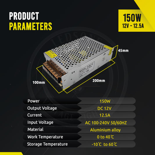 AC 100/240V to DC12V 150W Regulated Switching Power Supply Driver~3339