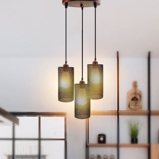 Industrial Retro pendant light 3 way Round ceiling base brushed finished Metal Ceiling Lamp Shade Pendant E27 lamp base for Home Living room Office Kitchen Restaurant