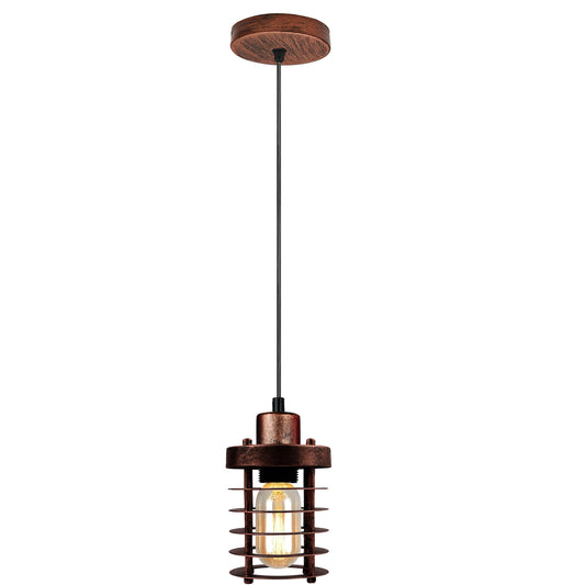 Modern Retro Step round cage pendant light round ceiling base Sturdy metal Loft Style Ceiling E27 lamp base Lamp Shade Pendant Lights for  Home Living room Office Bar Restaurant