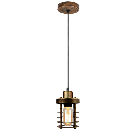 Modern Retro Step round cage pendant light round ceiling base Sturdy metal Loft Style Ceiling E27 lamp base Lamp Shade Pendant Lights for  Home Living room Office Bar Restaurant