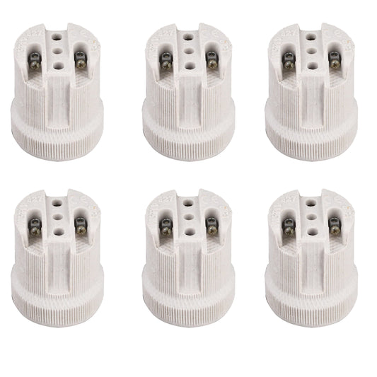 10 Pack E27 Bulb Holder Edison Screw White Ceramic Porcelain Lamp holder For Table Lamp E27 60W Plain Lamp holder Socket UK.