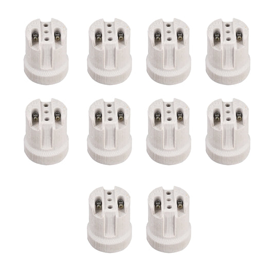 10 Pack E27 Bulb Holder Edison Screw White Ceramic Porcelain Lamp holder For Table Lamp E27 60W Plain Lamp holder Socket UK.