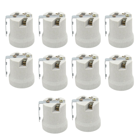 10 Pack E27 Bulb Holder Edison Screw White Ceramic Porcelain Lamp holder For Table Lamp E27 60W Plain Lamp holder Socket UK.