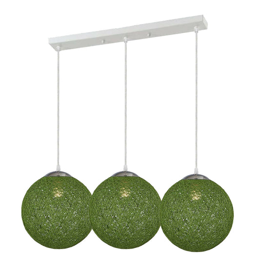 Green Chandeliers Ceiling Lights Nordic Creative Round Hemp Ball Hand Woven Rattan~1880 - LEDSone UK Ltd