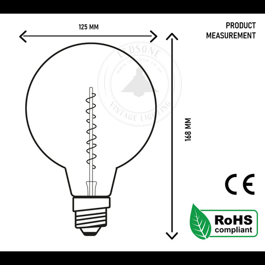 4W G125 Globe E27 Vis Non Dimmable Spirale Vintage LED Rétro Ampoule ~ 1199