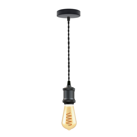 Vintage Ceiling Rose Pendant Fabric Flex Lamp Holder Fitting Light Kit ~5422