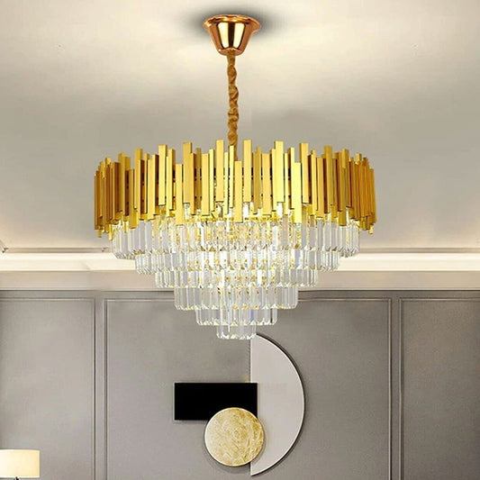 Modern Large Crystal Ceiling Light Gold Pendant Chandelier Lamp for Living Room~4117